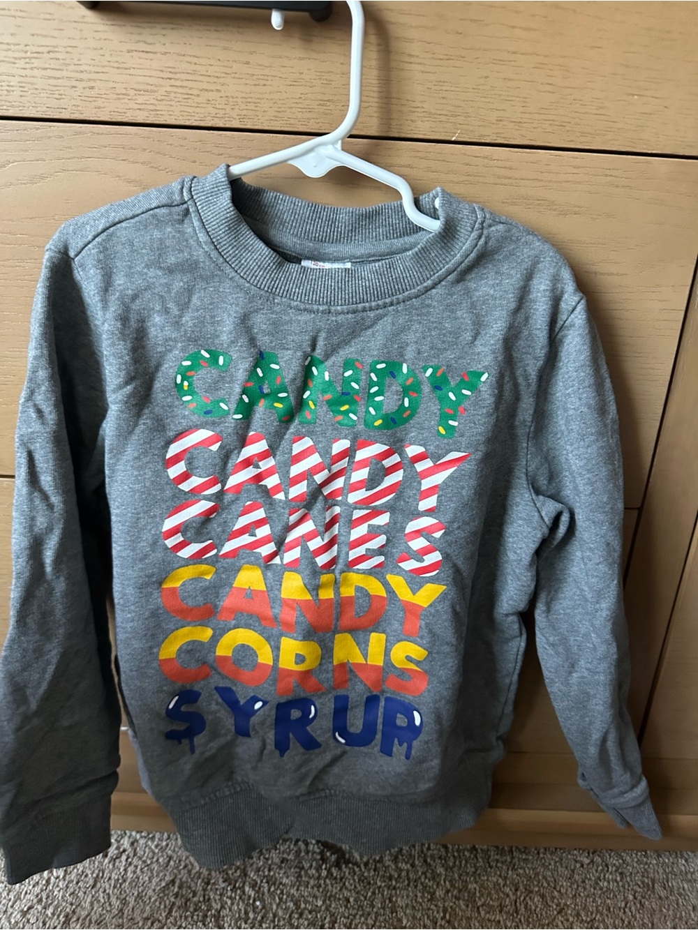 ELF Grey Kids Holiday 'Candy' Graphic Sweatshirt with Multi-Color Print